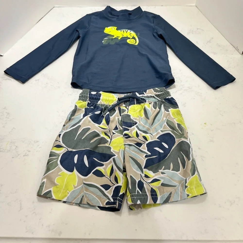 Kids Swim Set with Lizard Design - Blue and Yellow